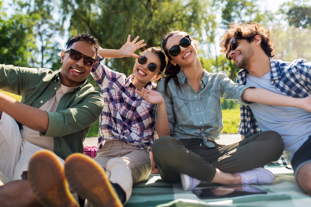 friends outdoor having fun